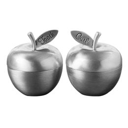 Luky Apple Shape First Tooth and Curl Baby Party Keepsake Box Metallic Zinc Alloy Brushed Silver Color Essential Newborn Christening Gifts
