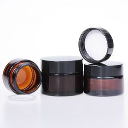 Refillable Glass Cosmetic Cream Containers Amber Glass Cream Jar 20g 30g 50g For Cosmetic Body Cream