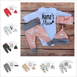 Baby Girl Clothes Boutique Clothing Sets Boys Summer Suits Kids Fashion Rompers Pants Hats Outfits Newborn Animal Print Bodysuit Pants B4356