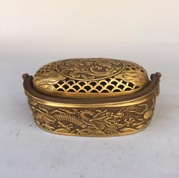 Antique Miscellaneous Direct Selling Exquisite Antique Brass Double Dragon Opera Beads Incense Burner Incense Burner Warmer Furnace Furnishi