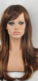 WIG shipping 19" Long Blonde & Brown Mix Wavy Women Wig Cos Daily Wear Full Hair Wigs