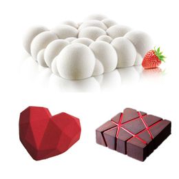 Baking Art Cake Mould Silicone Mold 3D Grid Block Clouds Diamond Heart Silicone Mold Mousse Decor