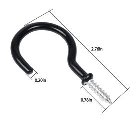 15 Pcs Cup Hooks Plastic Coated Cup Hook Hardware Craft Accessories Black Question Mark Plastic Coated Screw Hook With Plastic Sto248r