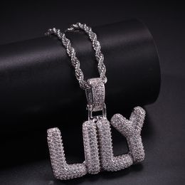A-Z Custom Small Letters Necklaces Charm Pendant For Men Women Gold Silver Colour Cubic Zirconia Hip Hop Jewellery Wholesale