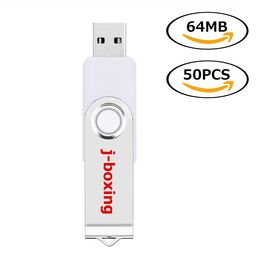 Bulk 50pcs 64MB USB 2.0 Flash Drive Rotating Pen Drives Metal Folding Memory Sticks Thumb Storage for PC Laptop Tablet Macbook Multicolor