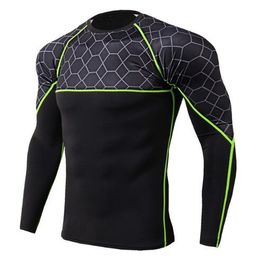 Fashion Rashgard Compression Sport Shirt Men Long Sleeve Fitness Top Sportswear Gym Training t Shirt Bodybuilding Running Shirt Men