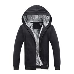 Winter Men Thicken Fleece Hoodies Warm Sweatshirts Solid Sportswear Zipper Hoodie Men Hooded Outerwear Casual Tops