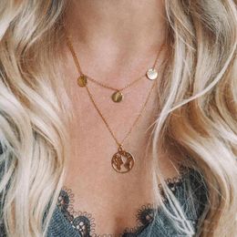 -Globus Erde Weltkarte Anhänger Halskette Frauen Silber Gold Kette Mode Halsketten