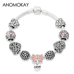 Femmes 925 Argent Sterling Strawberry Crystal Quartz Perle Mignon Chat Bracelet