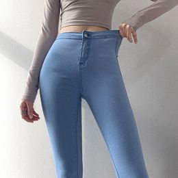 Tunica aderente sexy da donna nuova vita alta tinta unita anca jeans denim pantaloni lunghi pantaloni taglie forti XSSMLXL