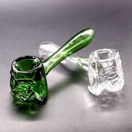 Face Modelling Smoking Pipes 4 Inch Mini Spoon Glass Oil Burner Pipe Lollipop Shape Customised Transparent Pyrex