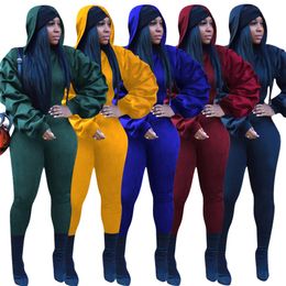 Women 2 pieces set tracksuit fall winter clothing solid Colour outfits sportswear puff sleeve jacket+Pants casual plus size Sweatsuit 2247