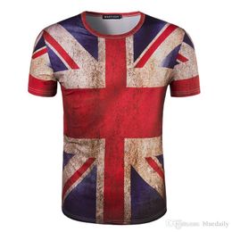 Fashion Men's Clothing Retro British flag m word print short sleeved t shirt men RED SPY t-shirt Tops Tees