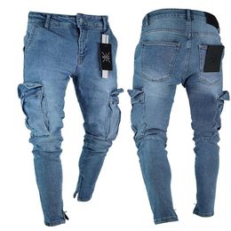 Мужские джинсы E-Baihui Мужчины проблемные скинни дизайнерские мужские тонкие брюки прямые хип-хоп Jogging LF806 TF806