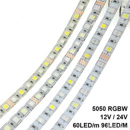 LED Strip 5050 RGBW DC 12V / 24V Flexible LED Light RGB + White / RGB + Warm White 60 LED/m 96 LED/m 5m/lot