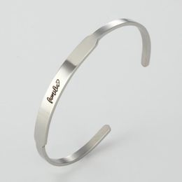 Simple Fashion Personalized Cuff Bangle Engraved Bracelet Stainless Steel Fashion for Gifts for Friend