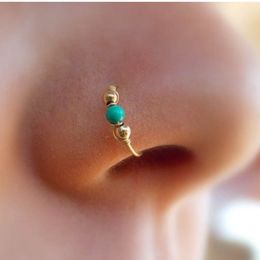 Fashion Retro Round Beads Nose Ring Nostril Hoop Body Piercing Jewelry