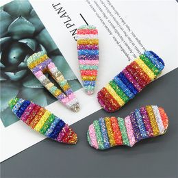 European and USA Hot Selling Fashion Hair Pins Rainbow Shinning Paillette Colourful Luxury Designer Hair Clips