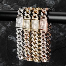 Hip Hop Cuban Link Bracelet 14mm Pave CZ Iced Out Cuban Bracelets for Men and Women