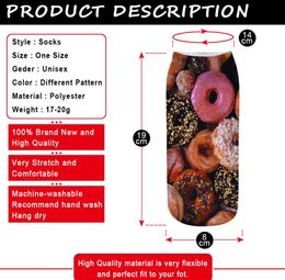 3D Cartoon printing dessert donut socks high quality harajuku food sports sock summer cute women girls outdoor fitness running floor socks