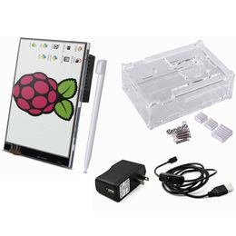 Freeshipping Raspberry Pi 3 Starter Kit 5 in 1 3.5" Display Touch Screen/Case/Heatsinks/Micro USB with On/Off Switch/ US/EU/UK Power