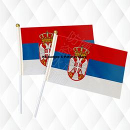 Serbia Hand Held Stick Cloth Flags Safety Ball Top Hand National Flags 14*21CM 10pcs a lotLibya