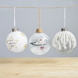 8cm Etoiles Arbre Lettre Imprimé Boule Joyeux Noël En Plastique Boule De Noël Décorations De Sapin Pendaison Décoration Pour La Maison Party