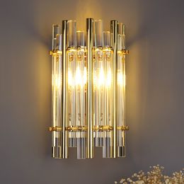 Luxury Modern Crystal Wall Lamps Bedroom Bedside Light Living Room Hotel Aisle Stairs Stainless Steel Wall Sconce