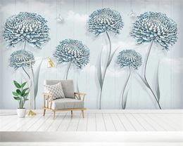 Custom Photo 3d Wallpaper Modern Simple Small Fresh Flower Dandelion Nordic Decorative Painting Background HD Wallpaper
