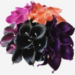 35cm Real Touch Feel Natural Look Artificial Calla Lily Latex Callas for Wedding Bridal Bouquet Centerpieces Party Decorations