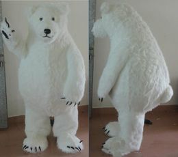 Professional custom Lovely furry polar bear Mascot Costume Cartoon fat white bear Character Clothes Christmas Halloween Party Fancy Dress