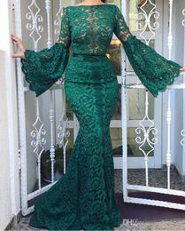 New Arrival Elegant Full Lace Mermaid Dresses Bateau Neck Long Sleeve Prom Evening Gowns Formal Dress Vestido De Festa 2024