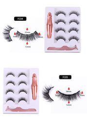 Professional Magnetic eyelashes 4 pairs set with liquid eyeliner natural long five magnet lashes 5 models available DHL Free false eyelashes