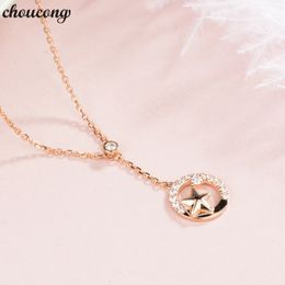 choucong Simple Star Pendants 5A Zircon Cz Real 925 Sterling silver Wedding Pendant with Necklace for women Bridal Jewellery