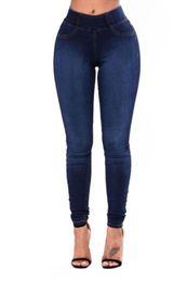 2019 New Arrival Slim Jeans For Women Skinny High Waist Navy Blue Colour Denim Pencil Pants Stretch Waist Black Party Work Pants