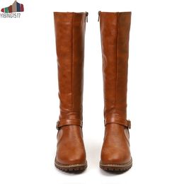 Hot Sale-2019 Knees Square Heel Boots Women PU Leather Suede Matte Boots Slip on Zapatos De Mujer Solid Riding Knight Boots Winter