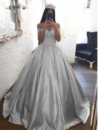 Ball Off Shoulder Evening Dresses with Appliques Lace Prom Gown Sweep Train Long Short Sleeve Prom Gown Evening Gowns