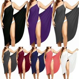 towel dress cover up Canada - Women Beach Dress Sexy Sling Becah Wear Dress Cover Up Warp Dresses Towel Backless Swimwear Femme Plus Size