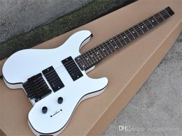 White Headless Electric Guitar with SSH Pickups,Tremolo,Rosewood Fretboard,Black Hardwares,offering customized services
