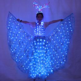 LED luminous wings Ballet Costume Fluorescent butterfly dance Cloak Dance Costume Belly Dance cloak prop wings dress