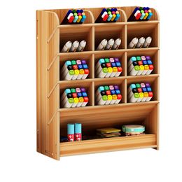 wooden pen holder storage box creative multiframe dressing case rack stationery office supplies