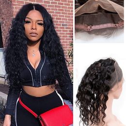 Malaysian Human Hair Natural Colour Water Wave 360 Lace Frontal Adjustable Band Lace Frontal With Baby Hair Wet And Wavy Hair Products