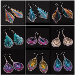 fashion handmade silk thread DIY bohemian earrings for women creative Geometric earrings girls party dangle earrings