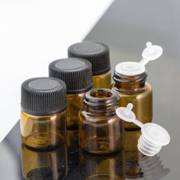Wholesale 1ml 2ml Glass Dropper Bottle Small Essential Oil Vial with Black Screw Cap For E Liquid Perfume Sample