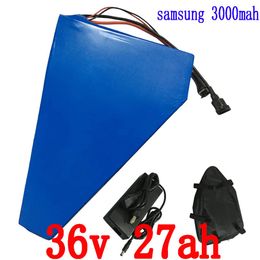 1000W 36V Triangle battery 36V 27AH Electric Bike 36V Lithium battery pack Use for samsung 3000mah cell With 30A BMS 2A charger
