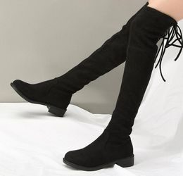 Thigh High Boots Female Winter Boots Women Over the Knee Boots Flat Stretch Sexy Fashion Shoes 2019 Black