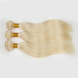 European blond #613 100% Unprocessed Remy Human Hair weave white Blonde Straight 4 bundles virgin Hair sew in hair Extensions Free Shipping