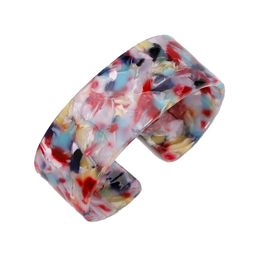 Wholesale-trendy fashion ins luxury designer exaggerated wide leopard Colourful acrylic open bangle bracelet for woman