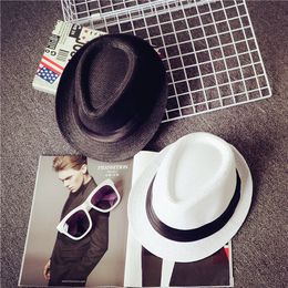 Men Women Hat Kids Children Straw Hats Cap Soft Fedora Panama Belt Hats Outdoor Stingy Brim Caps Spring Summer Beach