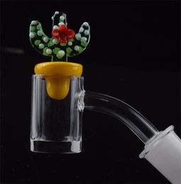 DHL 5mm Bottom XXL Flat Top 10mm 14mm 18mm male female quartz banger nail With Cactus Duck Carb Cap for mini glass rigs